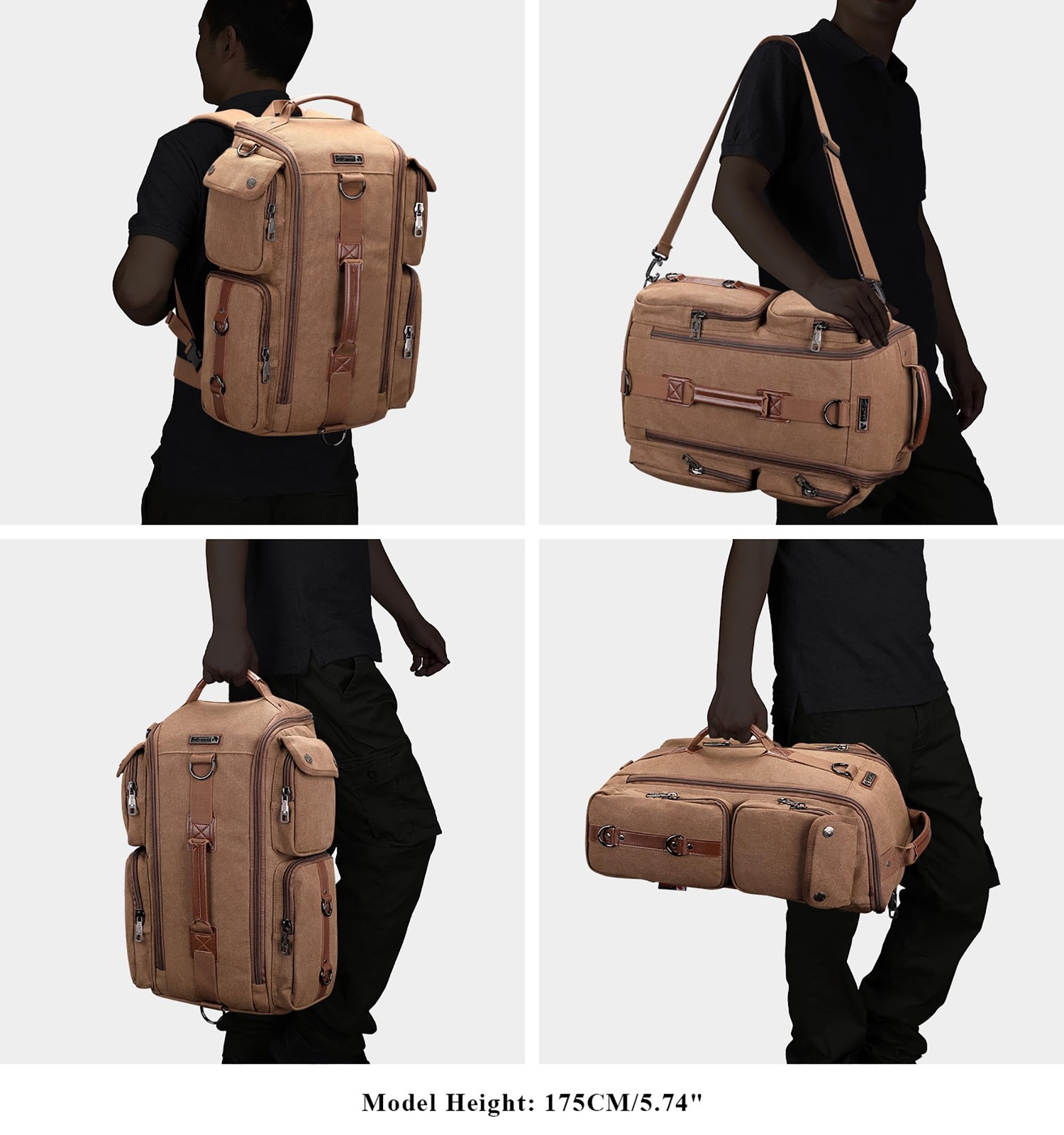Travel Backpack for Men Canvas Convertible Bag Fits 17 Inch Laptop