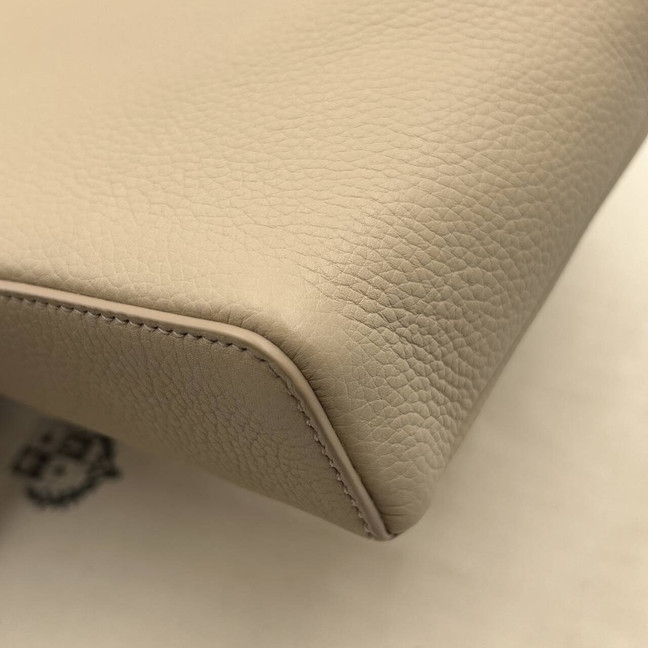 Loro Piana Extra Pouch L29 Grained Calfskin Warm Mastic Onyx Clutch Wristlet Bag