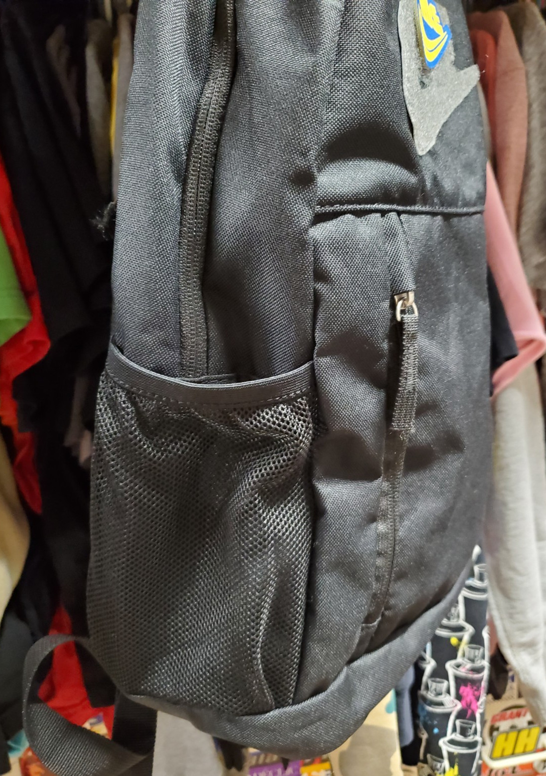 NIKE Sportswear NSW Hook & Loop LOGO Patch Black Gray Day Book Bag Backpack EUC