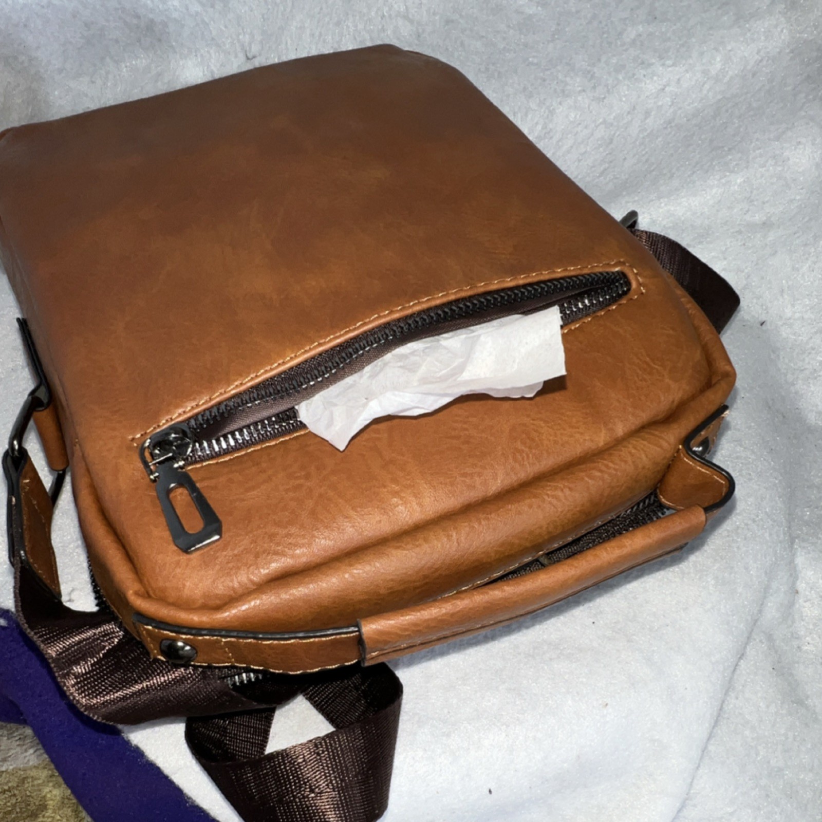 WEIXIER Brown Messenger Bag for Men Adjustable Strap Zip Magnetic Pockets