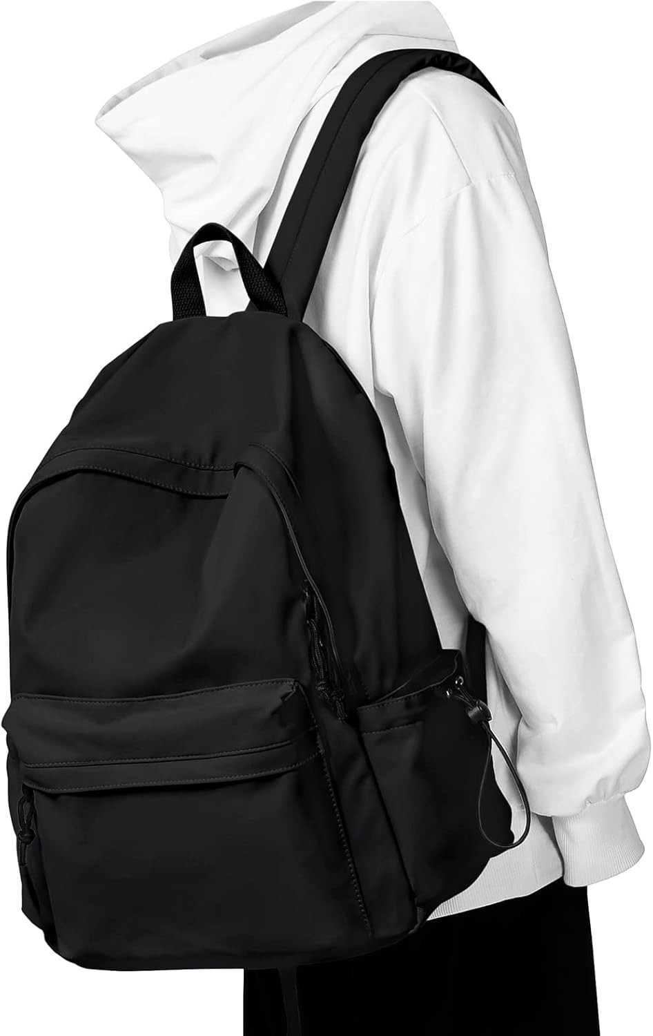 Black Middle School Backpack for Men Women Simple Backpack for College Students