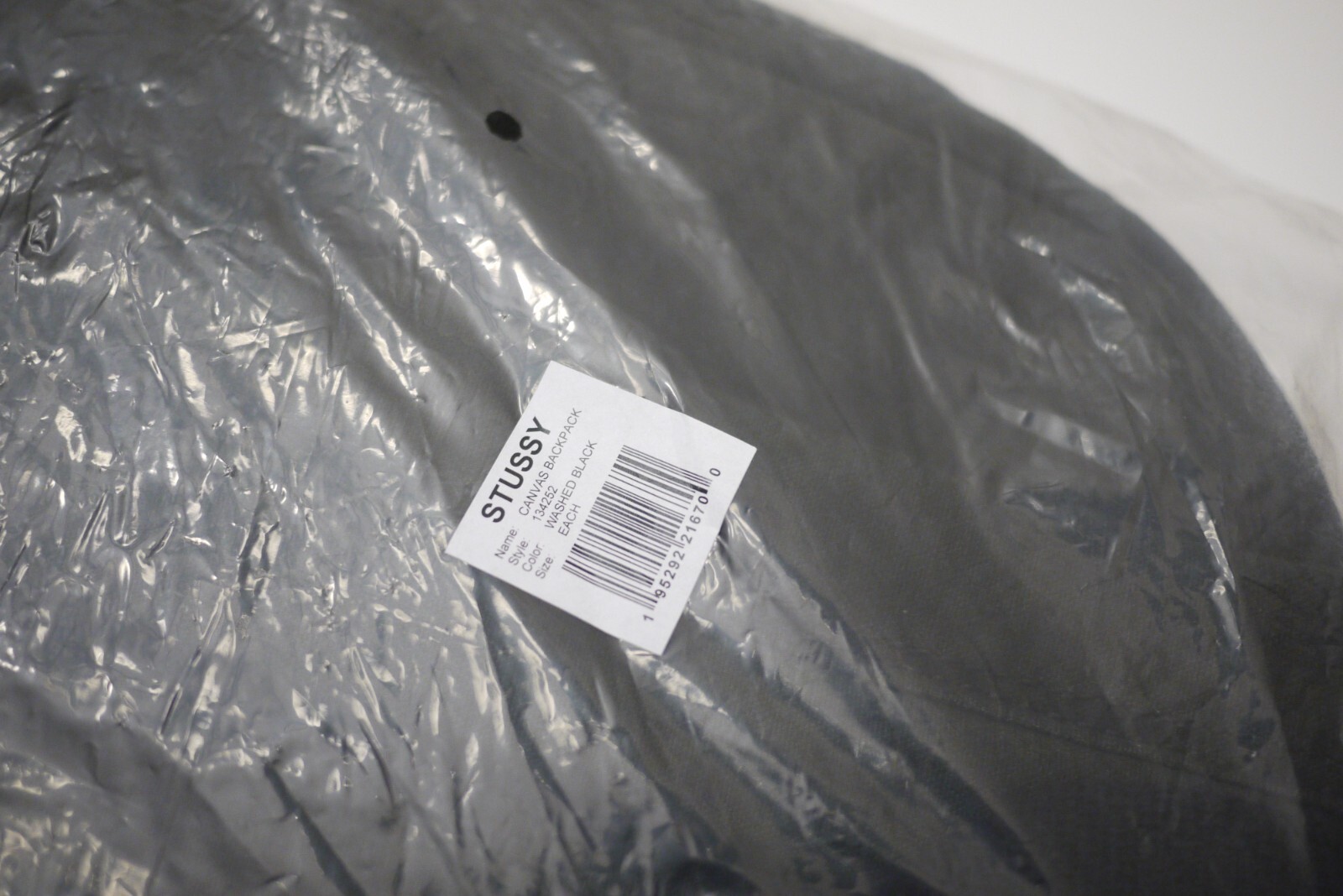 Stussy canvas backpack washed black bag Bonus Stussy Stickers and paper bag