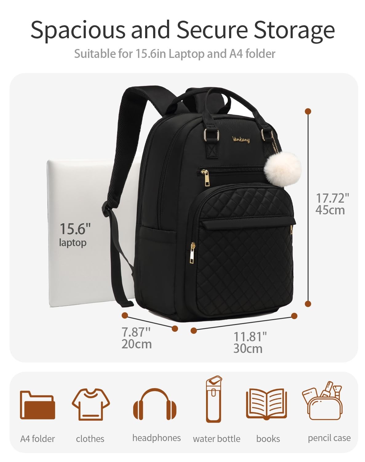 Laptop Backpack Women, School Backpack for Teen Girls Middle High School College