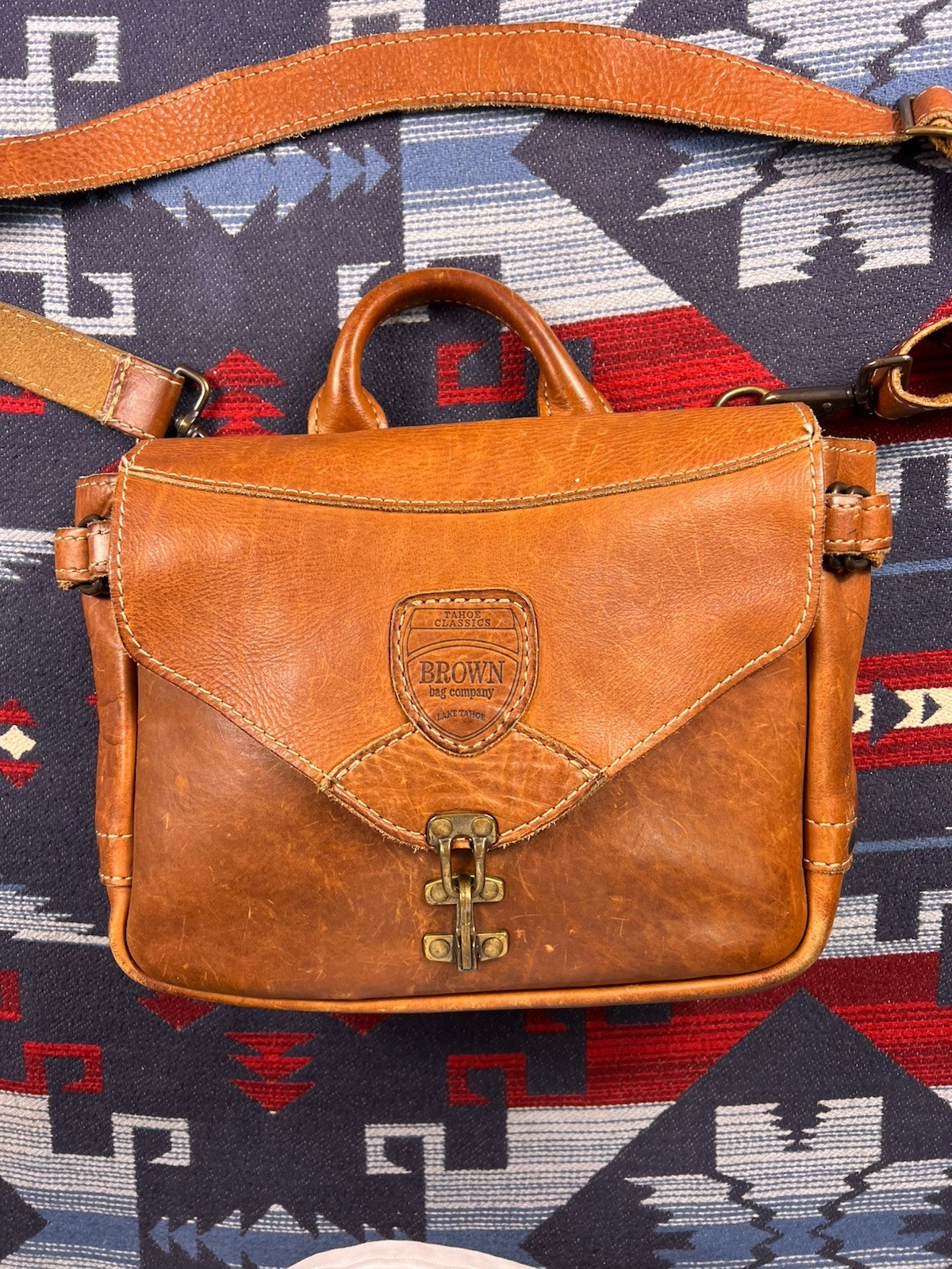 Tahoe Classics Brown Bag Co Saddle Leather Briefcase Messenger Bag Made In USA