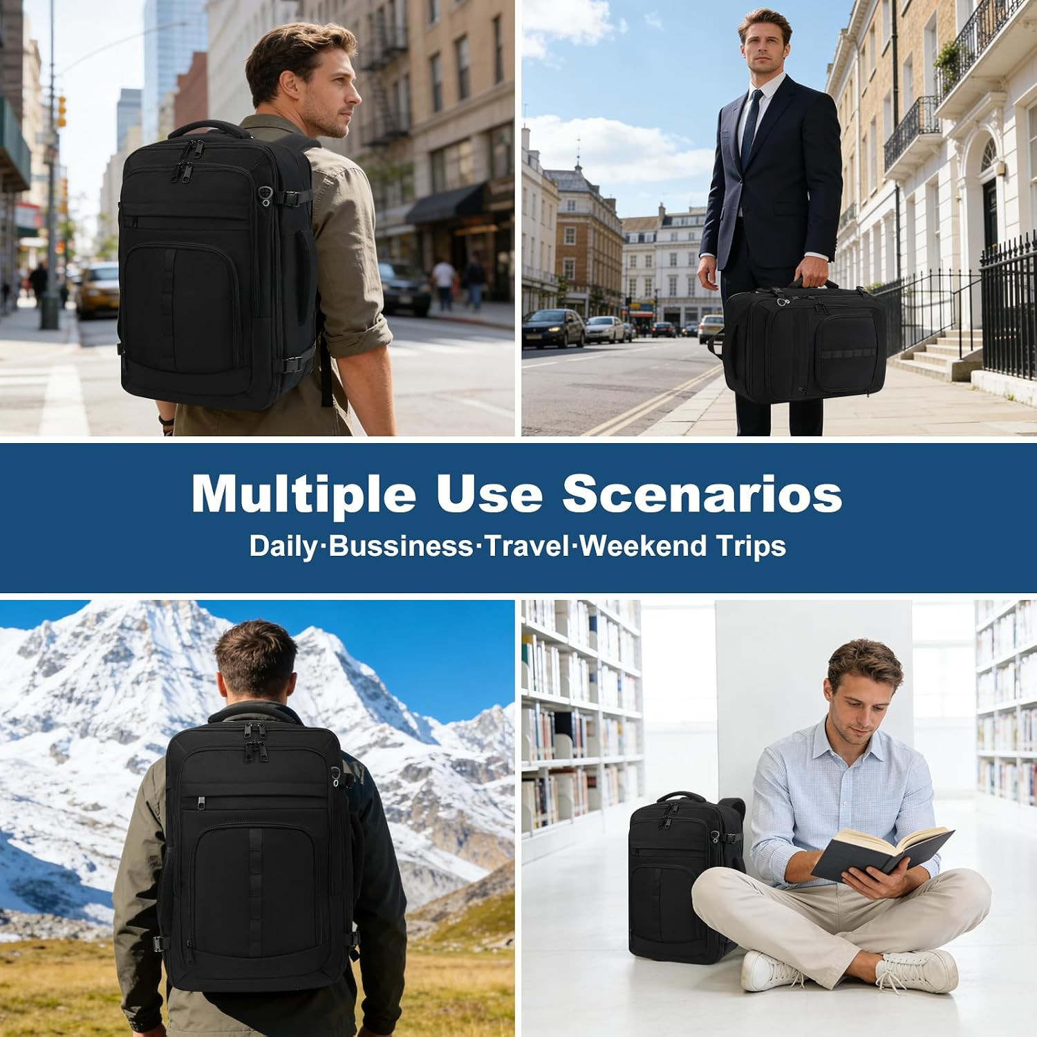Travel Backpack,Carry on Backpack Expandable 40-50L with USB Cable Port,Fits 17.