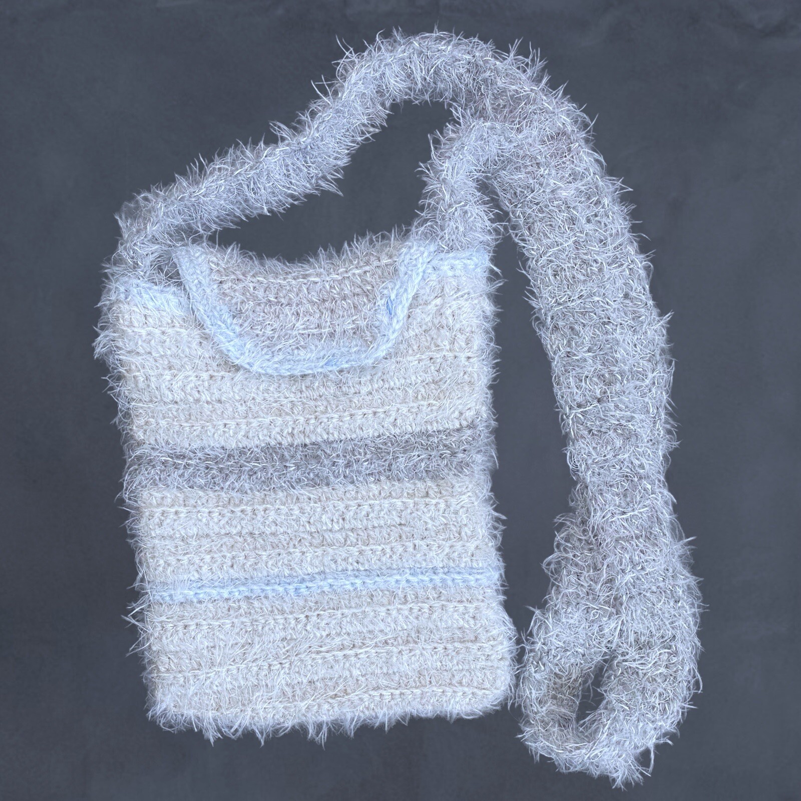 Fuzzy Knit Side Bag Mini Small Crossbody Shoulder Pouch Y2K Japanese Archive NEW