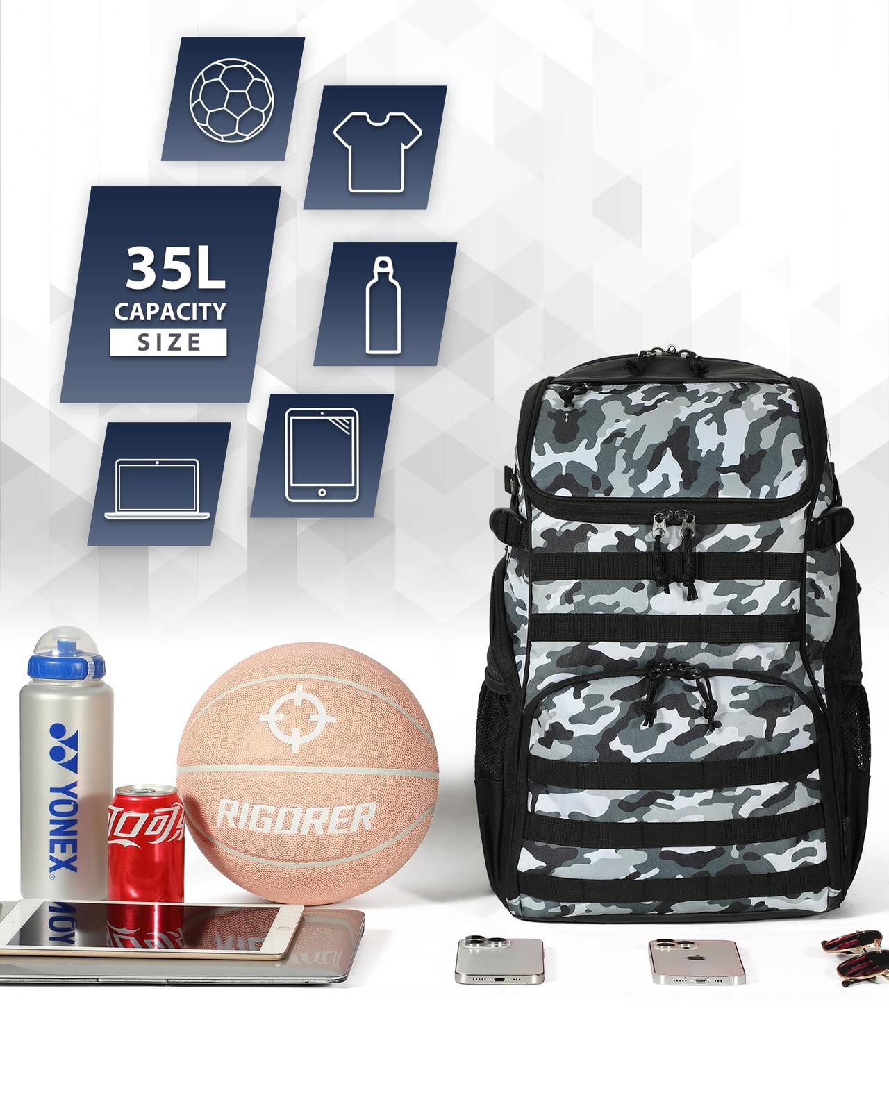 Basketball Bag Backpack with Ball Holder Multi-Sport Backpack for Soccer Voll…