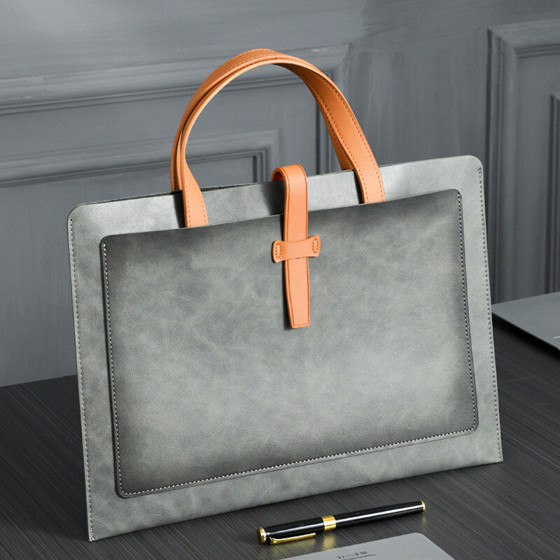 Official Business Document Bag Handheld File Bag PU Leather Waterproof Briefcase