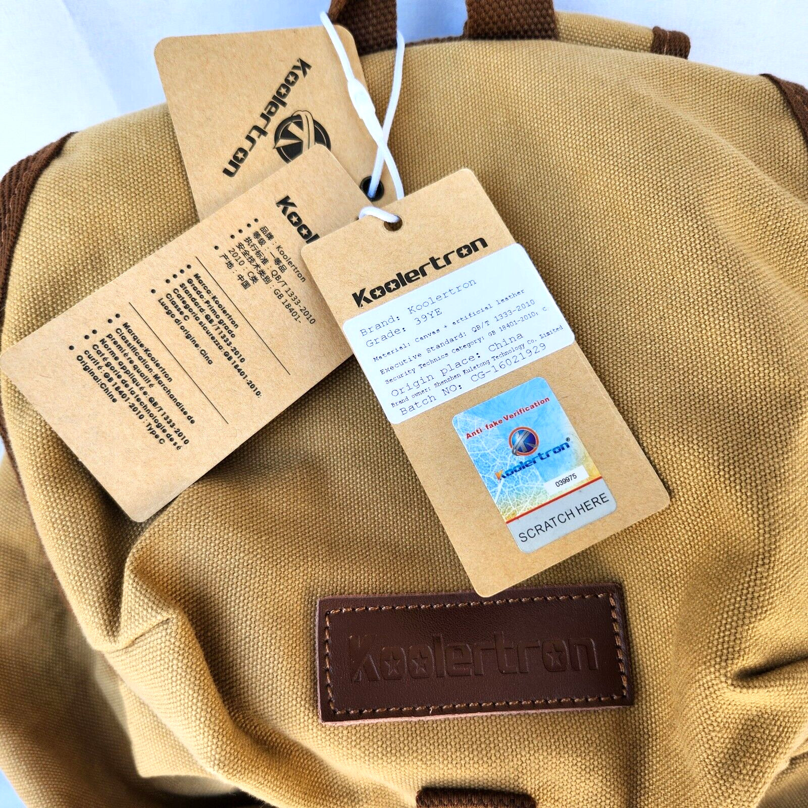 KOOLERTRON Canvas Backpack Camera Bag Guang Tong Brown w/Rain Cover – NWT
