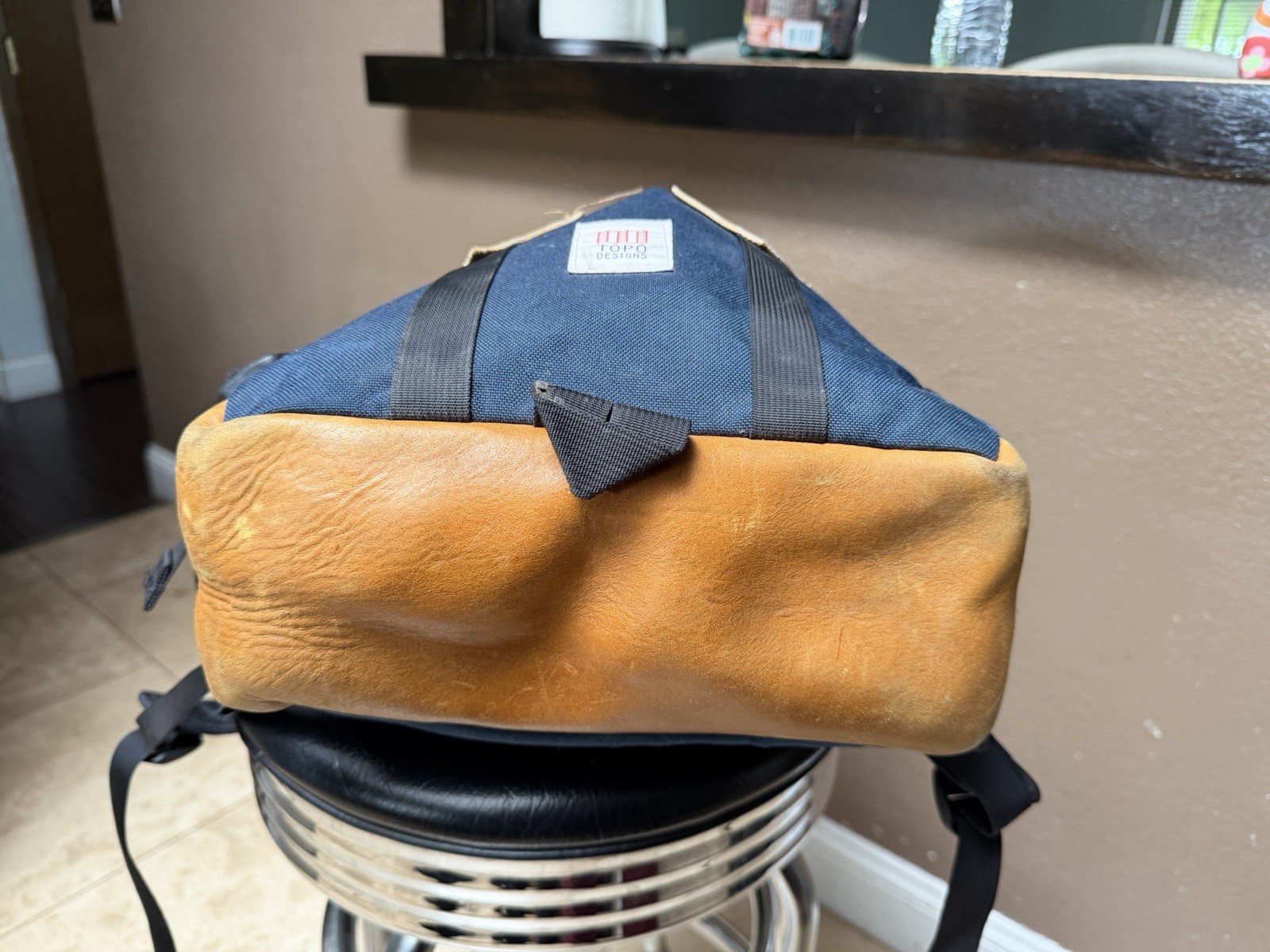 Topo Designs Navy Blue Klettersack Backpack Made in USA Cordura Fabric & Leather