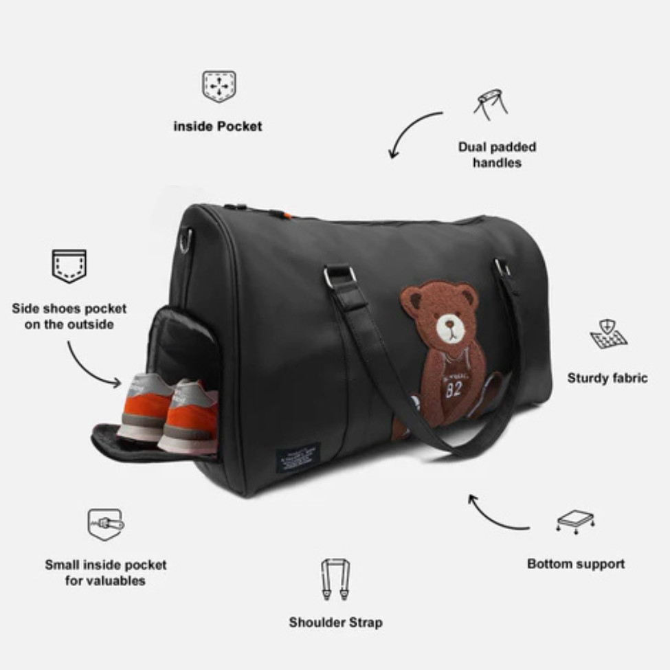Premium Teddy Duffle Bag | Handcrafted Pure Leather Travel & Gym Bag for Men & W