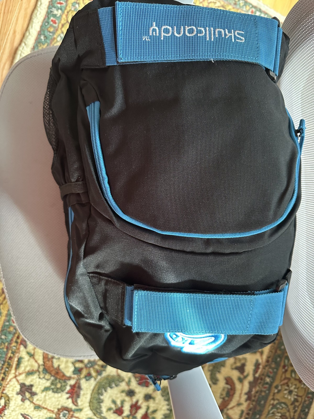 Skullcandy Backpack Blue And Black And Writing On back