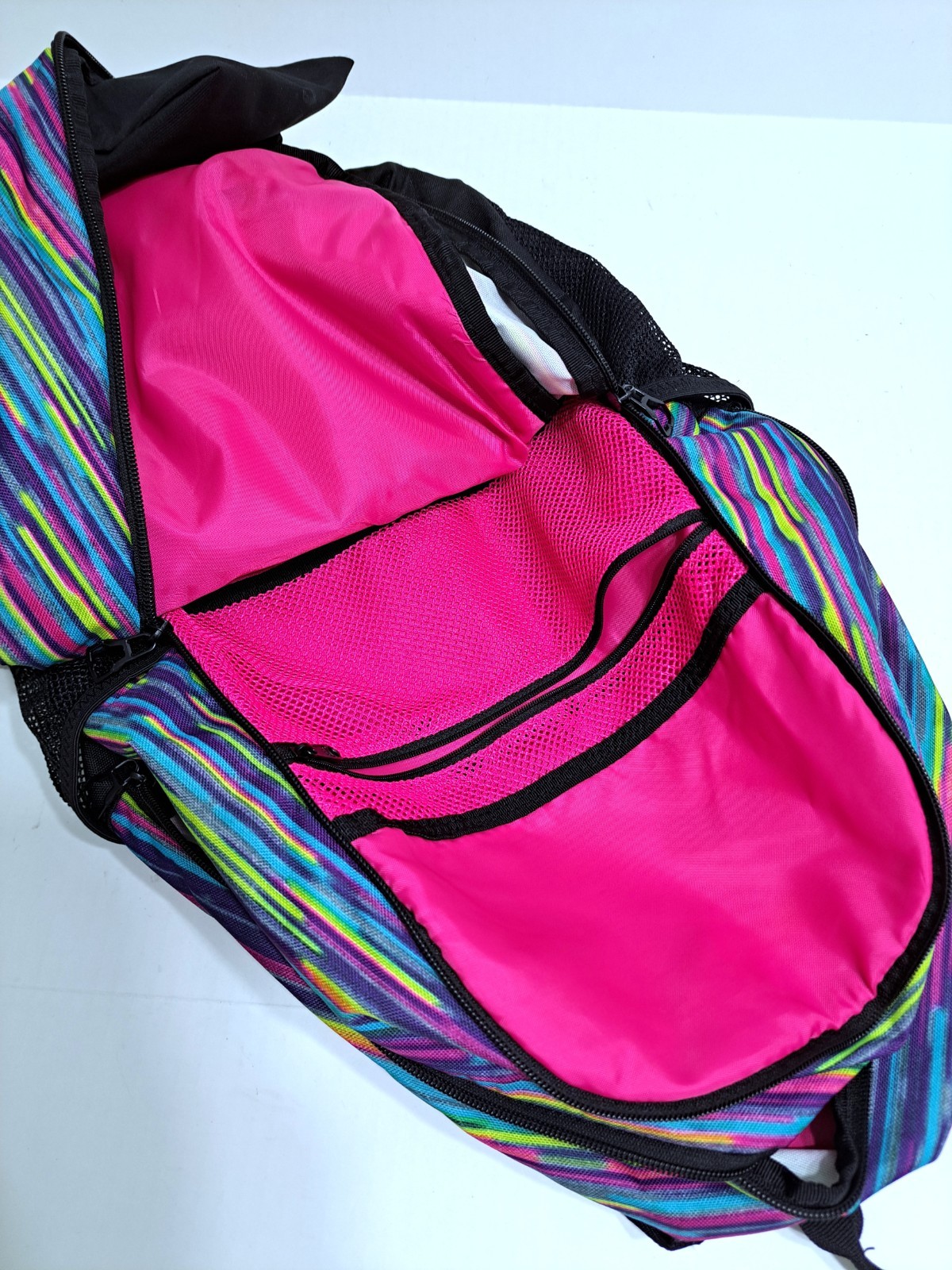 Adidas Rainbow School Backpack Striped Black Purple Pink Bag Multicolor