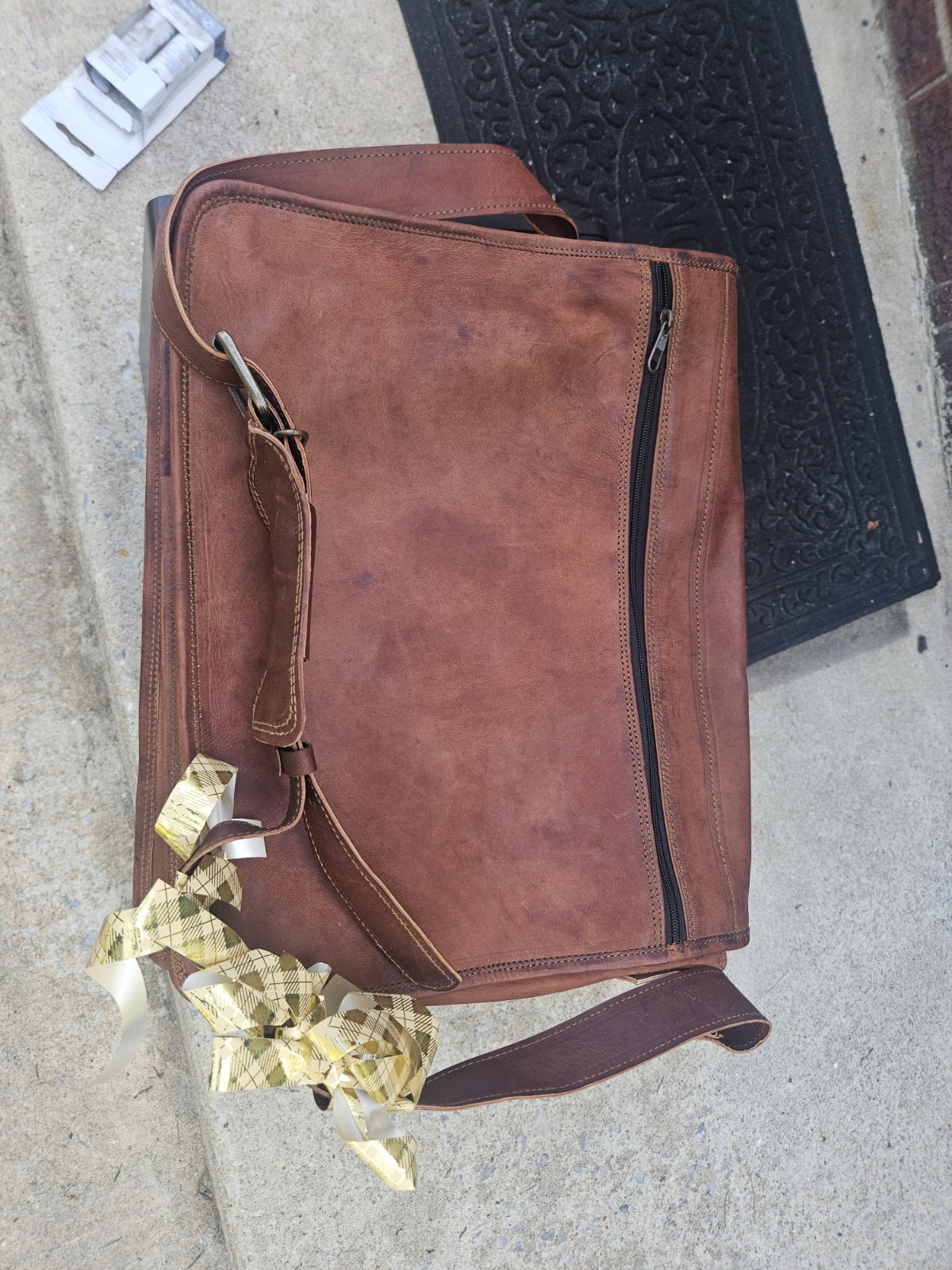 Leather Messenger Bag Laptop Computer Breifcase with strap