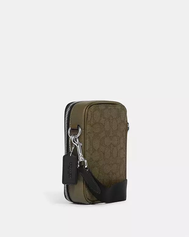 Coach CH097 Stanton Crossbody Signature Jacquard Small Phone Bag Olive Drab