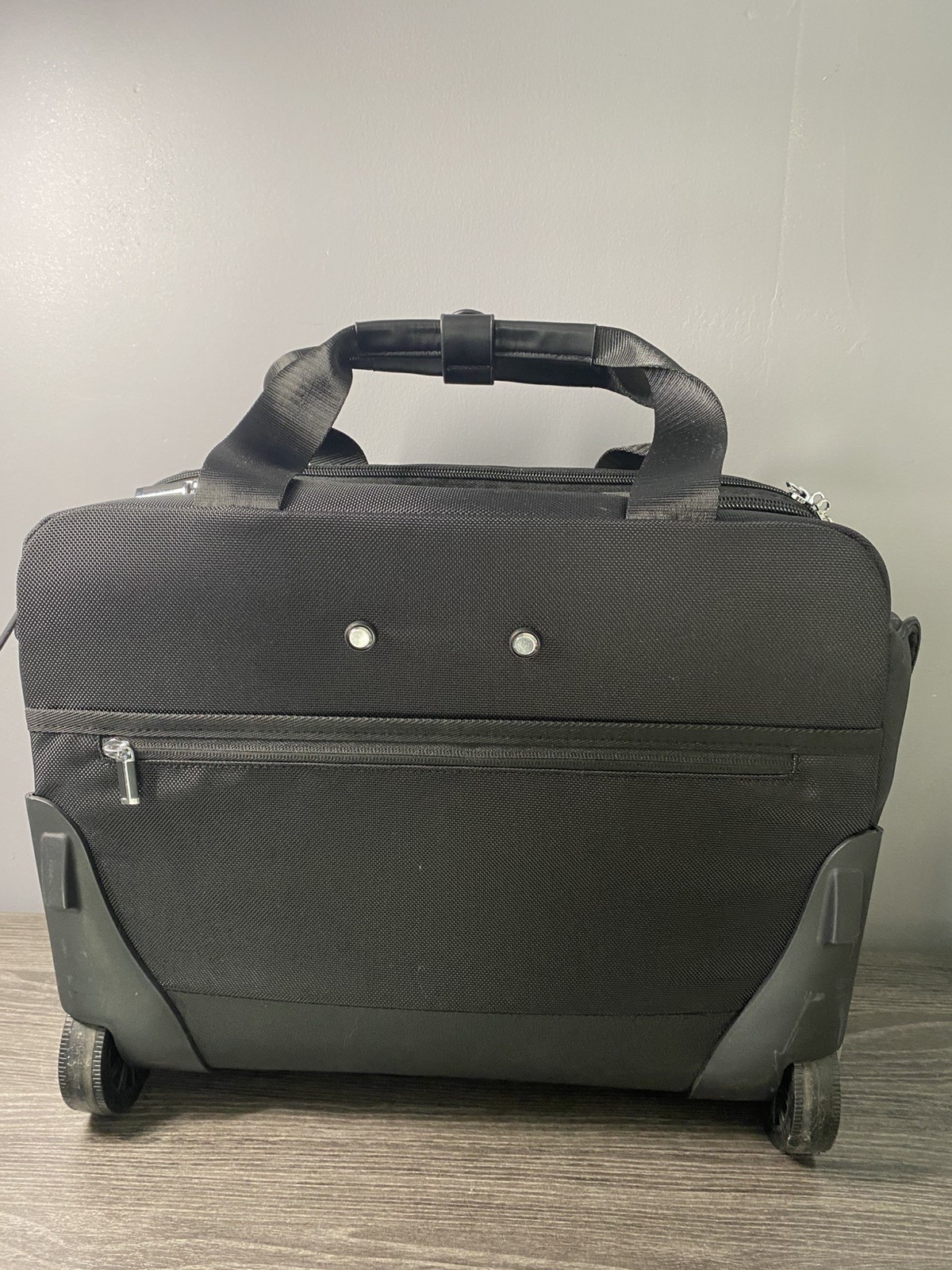 LuggeX Rolling Travel Briefcase Carry On Laptop Bag Wheels Black Multiple Pocket