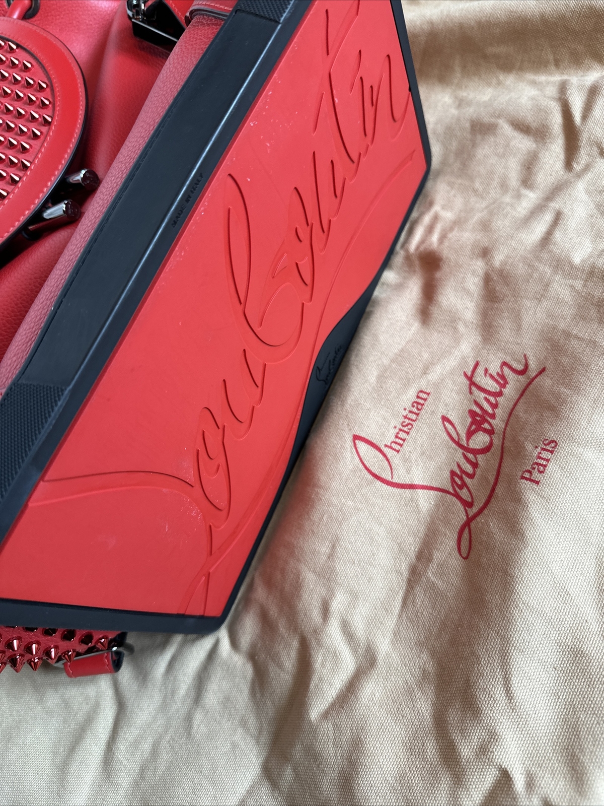 Christian Louboutin Spike Studs Explorafunk Backpack Red/black New