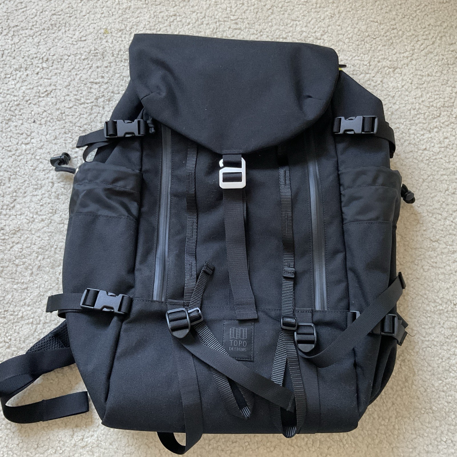 Topo Designs Mountain 37L Backpack Brand New Cordura High Capacity Black/Yellow