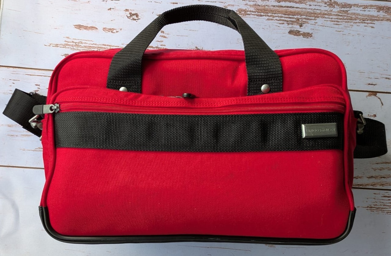 Briggs And Riley Bag Travelware Messenger Laptop Red Canvas Shoulder Strap