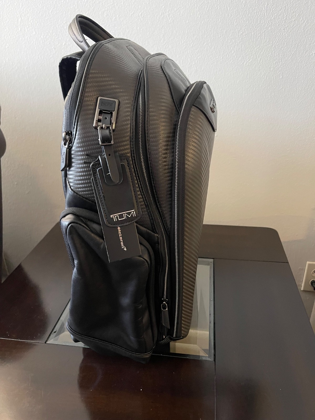 Tumi Mclaren Paddock Backpack- Carbon Fiber & Leather- Laptop- Luxury- Travel