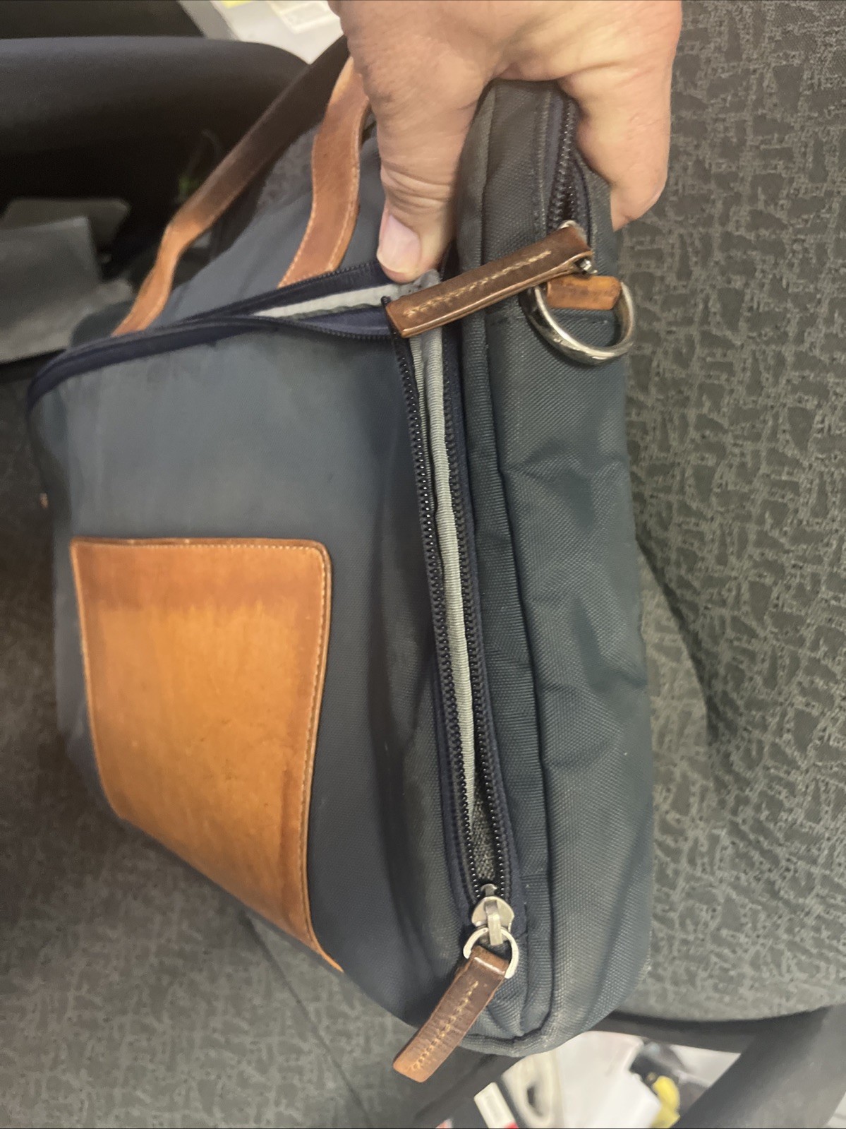 Johnson and Murphy leather and ballistic fabric briefcase