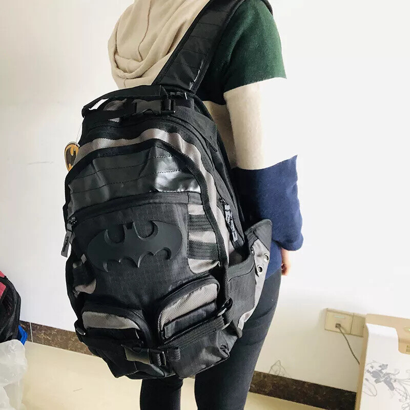 Black Knight Bat Batman Backpack Outdoor Travel Shoulder Bag Large Knapsack Gift