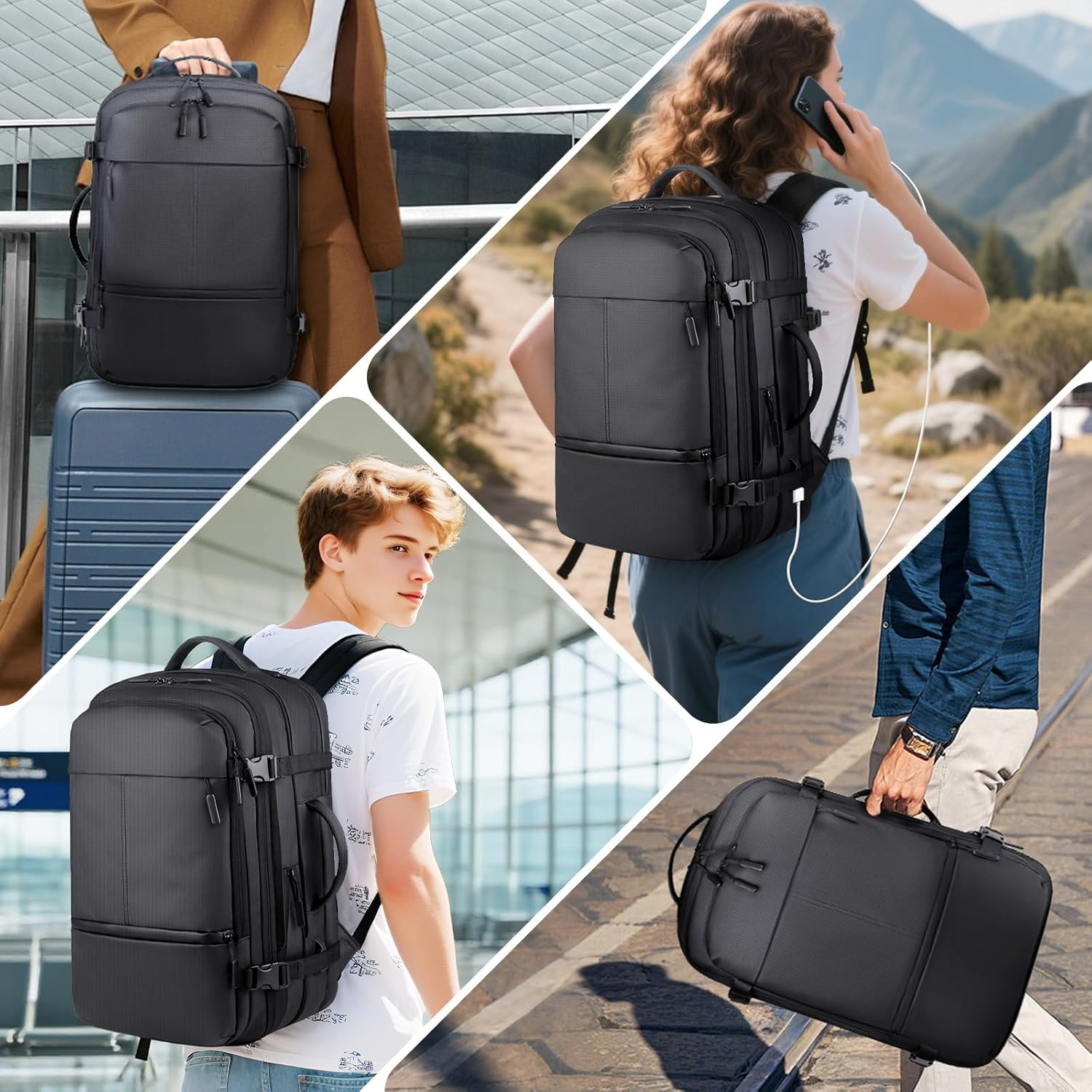 Waterproof Expandable Vacuum Backpack with Compression Bags & Pump – Black