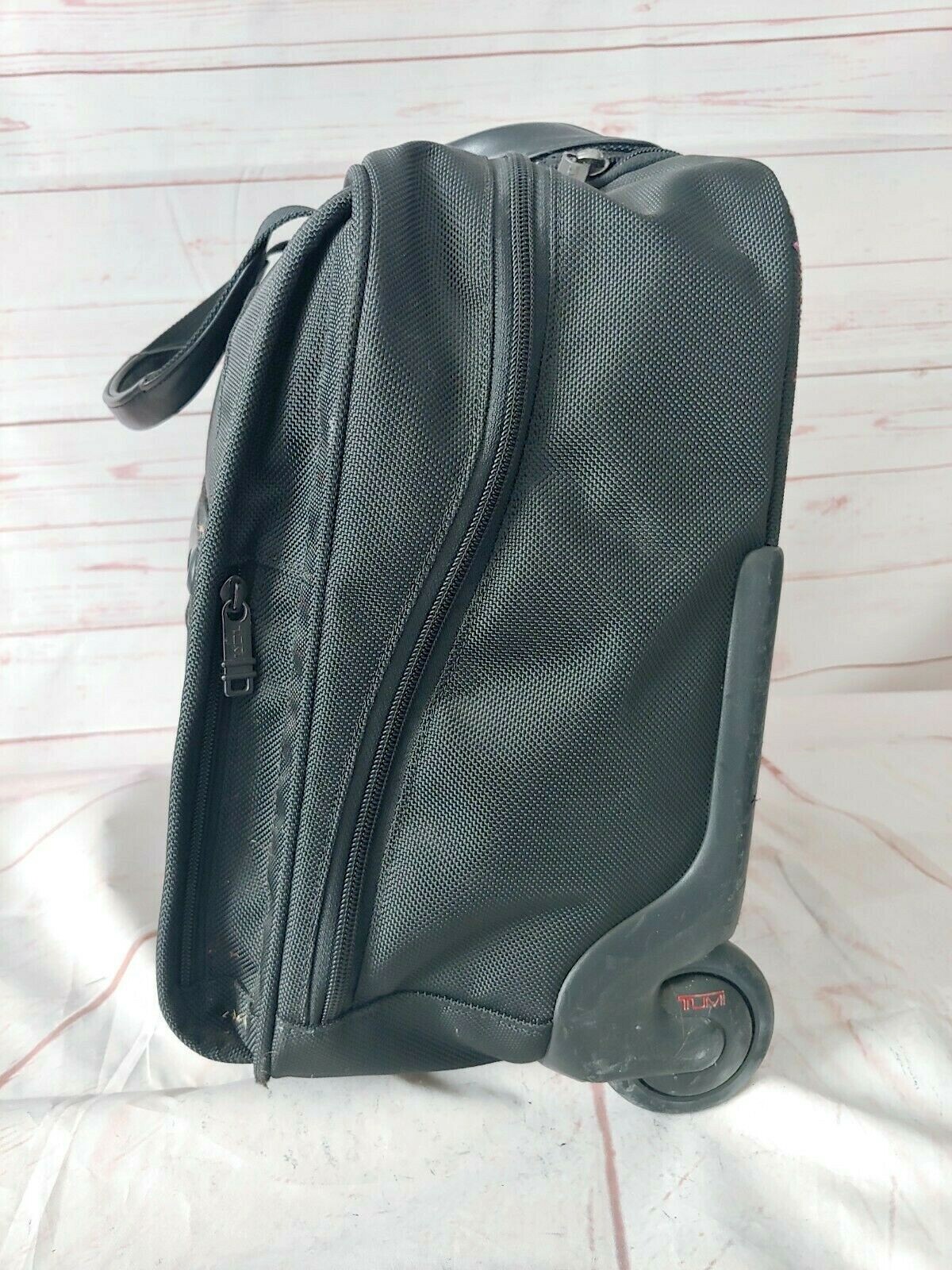 TUMI Black Wheeled Rolling Briefcase/Carry on Bag 15X13X6 Inches