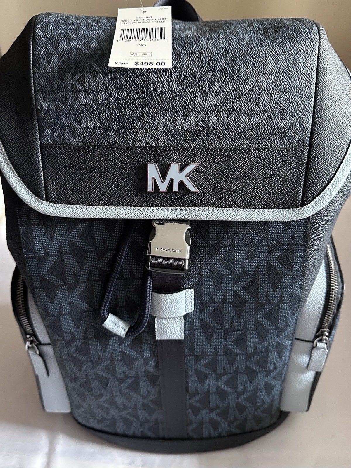 Michael Kors Men’s Cooper Logo Backpack Black/Grey One Size New with Tags