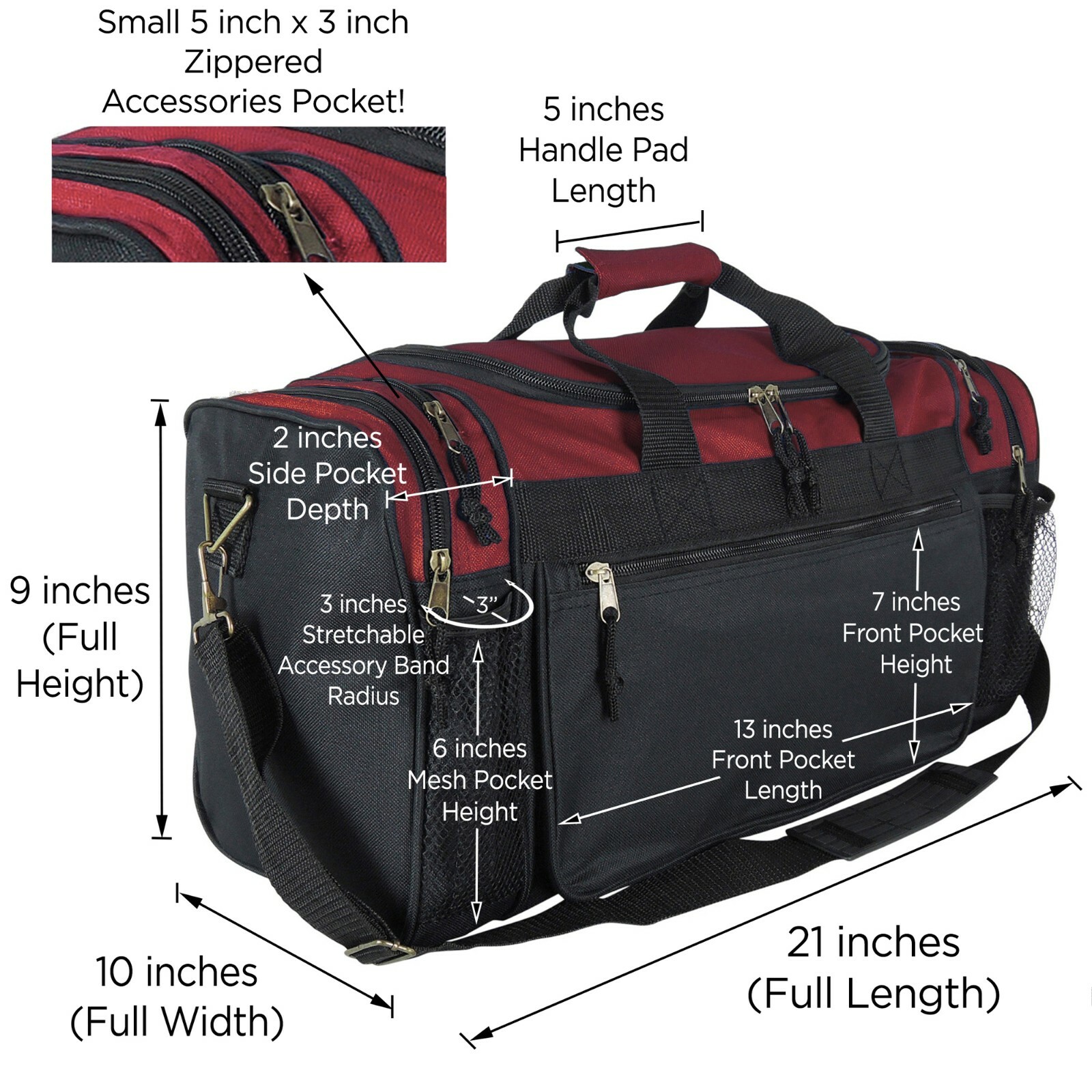 Brand New Duffle Bag Sports Duffel Bag in Maroon and Black Gym Bag