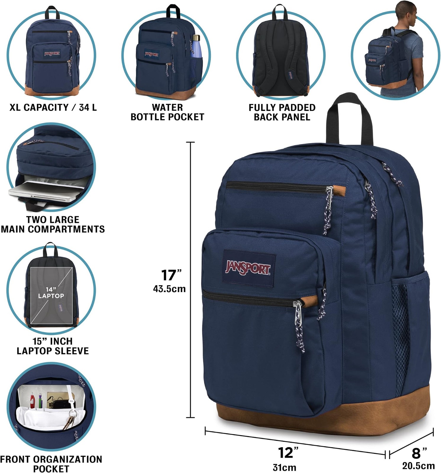 JanSport Cool Backpack, with 15-inch Laptop Sleeve – Large Computer Bag Rucks…