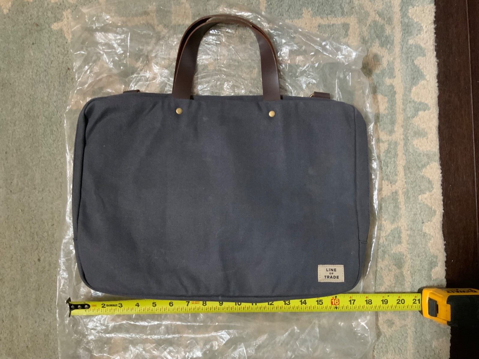 Line Of Trade Canvas Laptop Bag w/ Leather Double Handles & shoulder strap