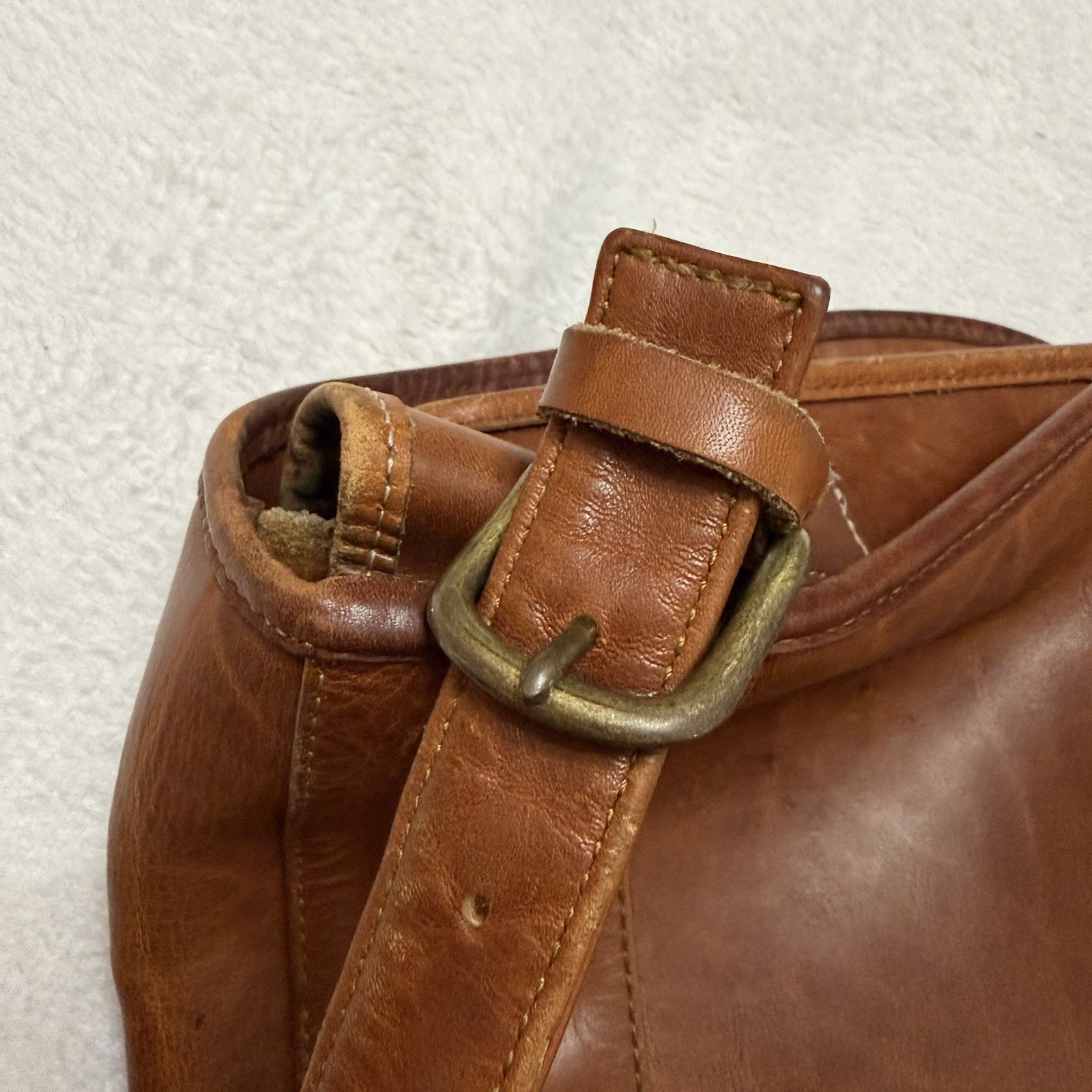 Joseph Hanna New York Handmade Brown Leather 11.5” X 13” Messenger Crossbody Bag