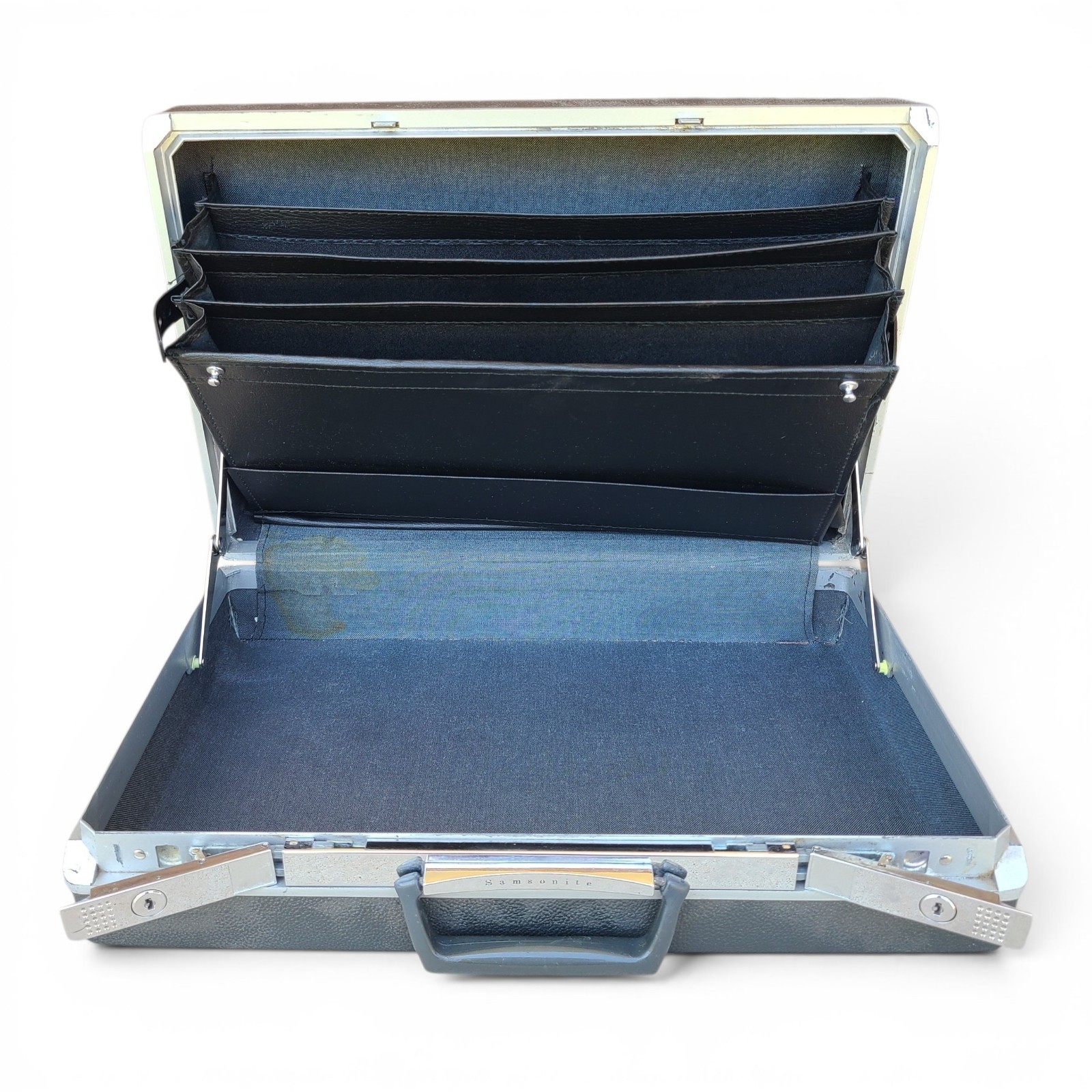 Vintage Samsonite | Charcoal Gray Hard Shell Briefcase | Attache Case | 18×12.25