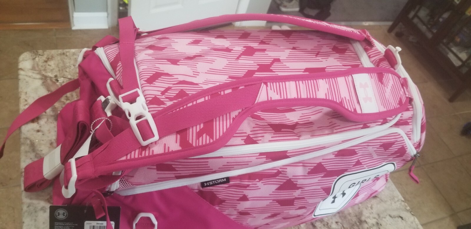 Girls Under Armour UAA UA Contain 4.0 Backpack Duffle Bag Pink
