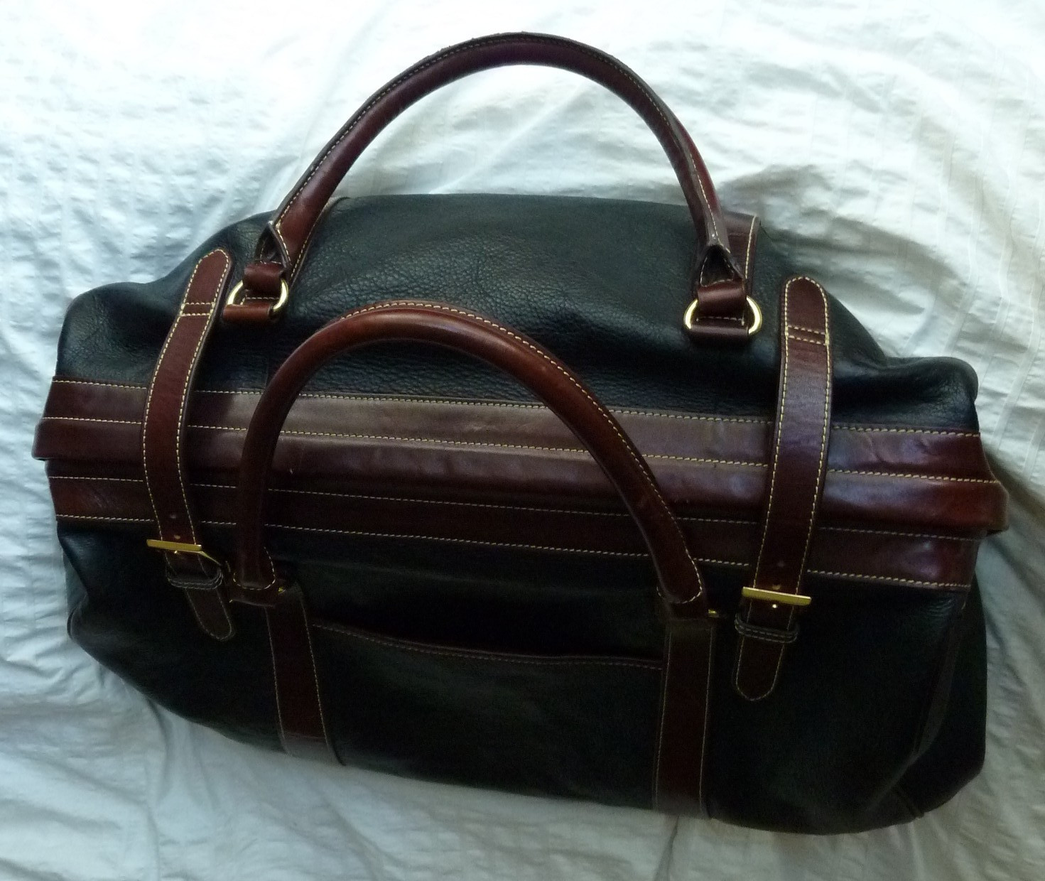 Vintage Mila Paoli Pebble Leather Doctor’s Bag Weekender Overnight Large Duffle