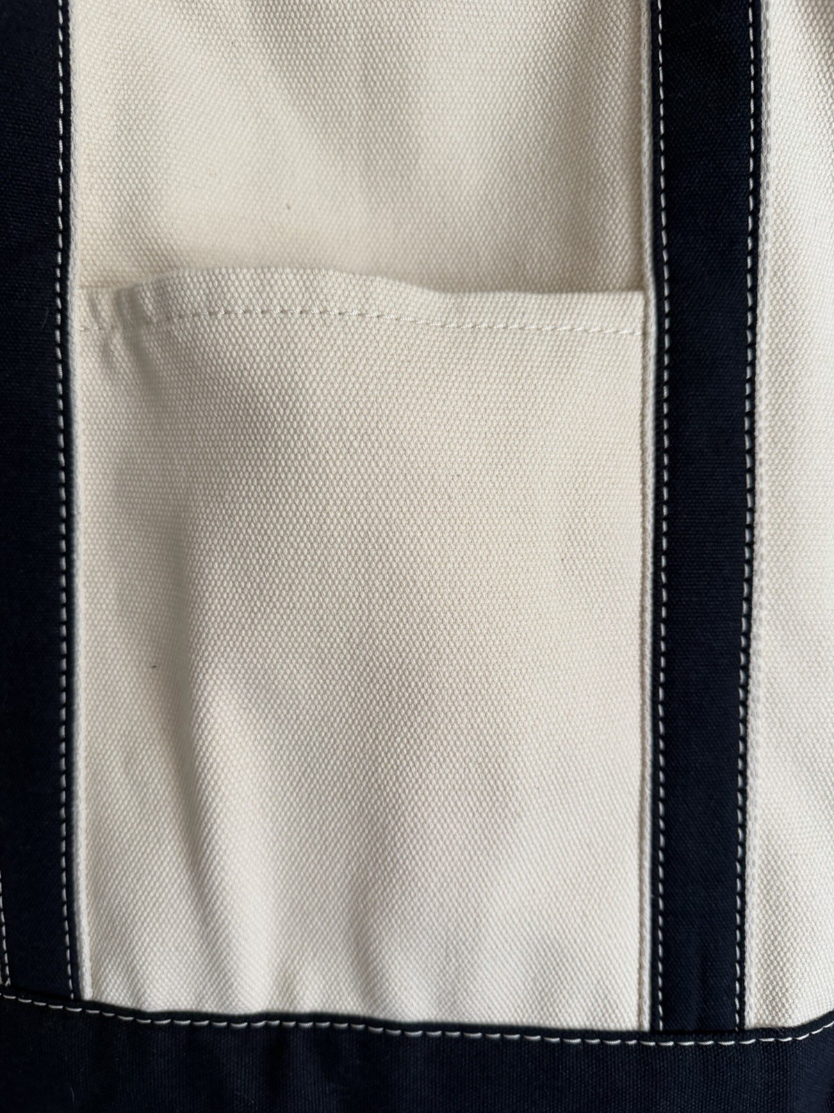 Lands End White Navy Canvas Boat Tote Bag Beach X-Large 23” x 10” 2003? * A