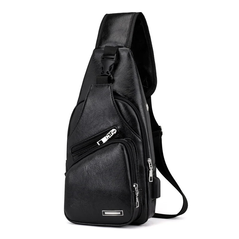 2026 New Leisure Men’s Shoulder Bag Outdoor Sports USB Charging Chest Bag Men’s