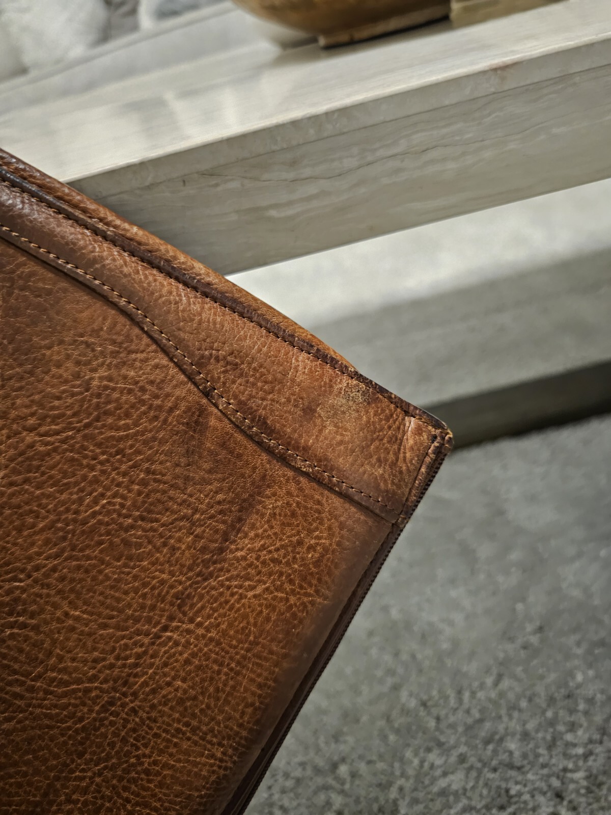 Bosca Leather Briefcase Reddish Brown Leather No Strap