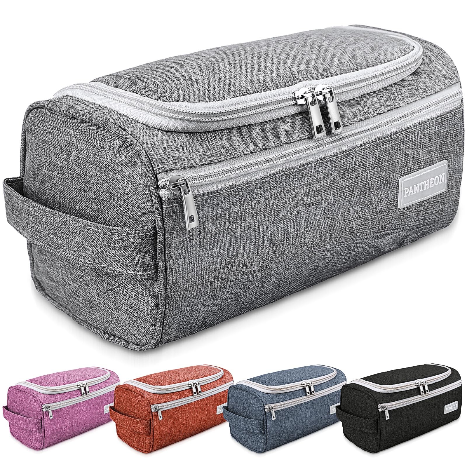 Pantheon Travel Toiletry Bag for Men 9.25×4.72×4.72 Inch (Pack of 1), Grey