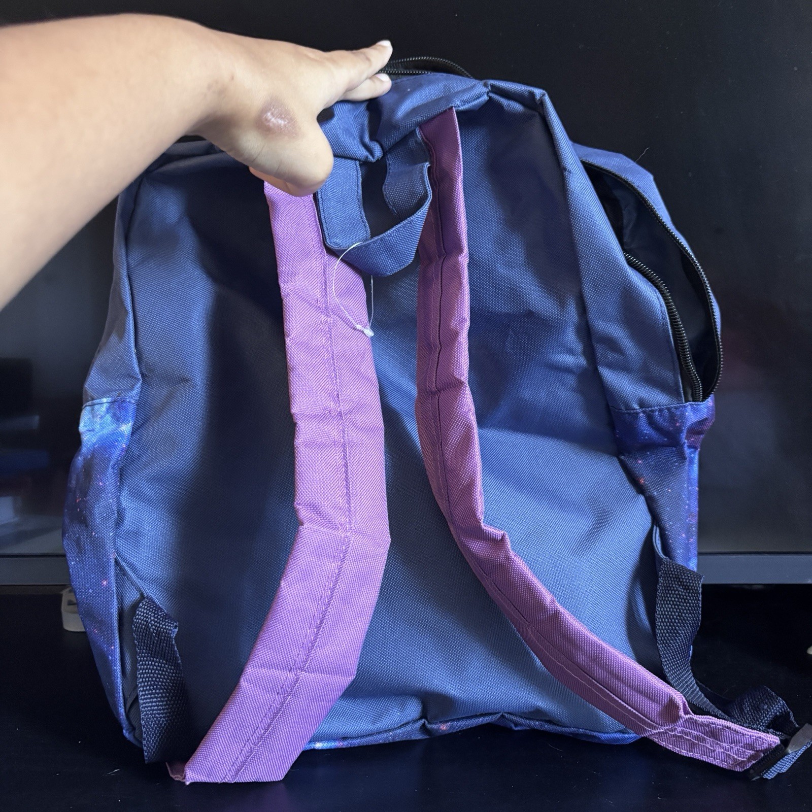 Galaxy Print Backpack Blue/Purple Laptop Bag Travel Bag School Bag for Women Men
