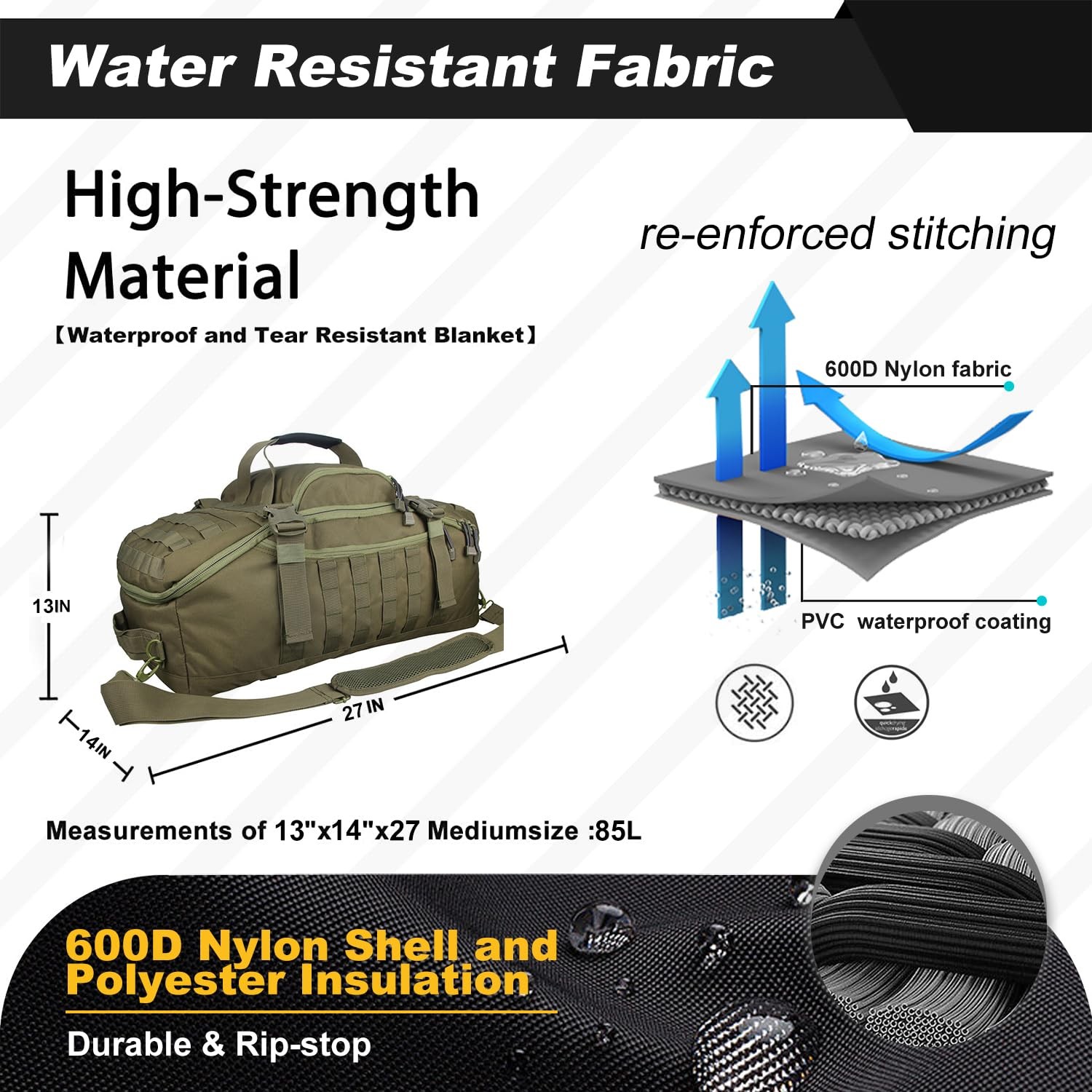 3 In 1 Tactical 30L Military Backpack Travel Duffle Bag for Weekender Gym Wor…