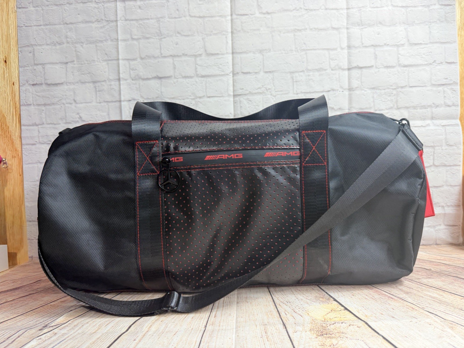 NWOT Mercedes-Benz AMG Black Red Weekender Duffle Bag Travel Luxury Designer