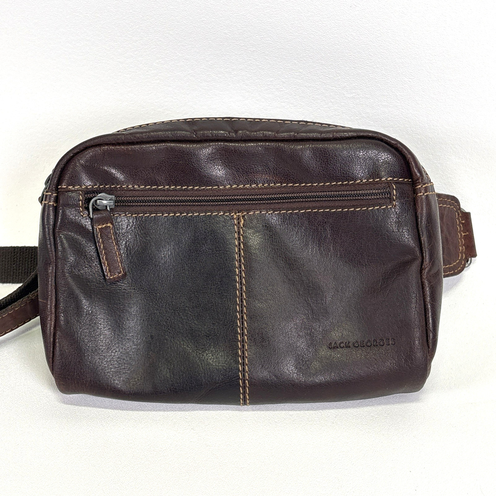 Jack Georges Voyager Brown Buffalo Fine Leather Belt Bag #7109 UNISEX