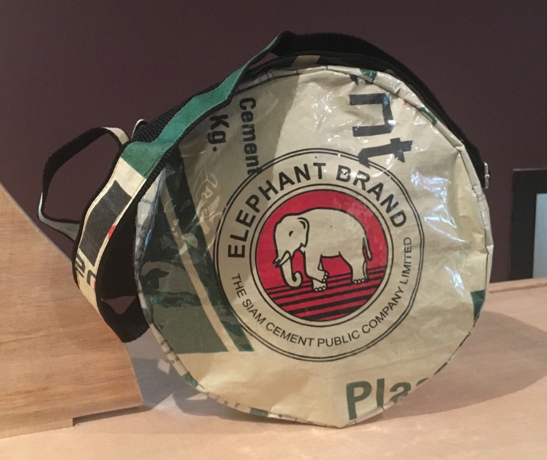 Elephant Brand Recycled Round Cross Body Bag made from Cement Bags in Cambodia
