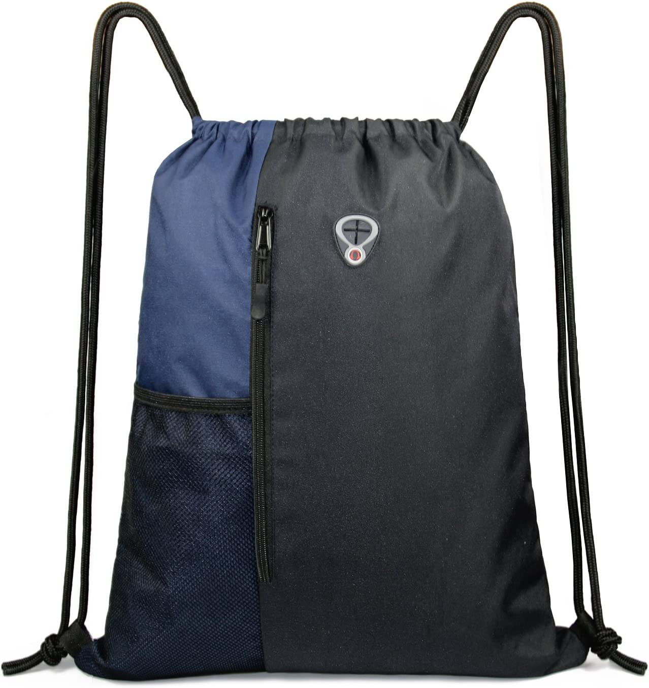 Drawstring Backpack Sports Gym Bag for Women Men Large Cinch Sackpack with 2 Zip