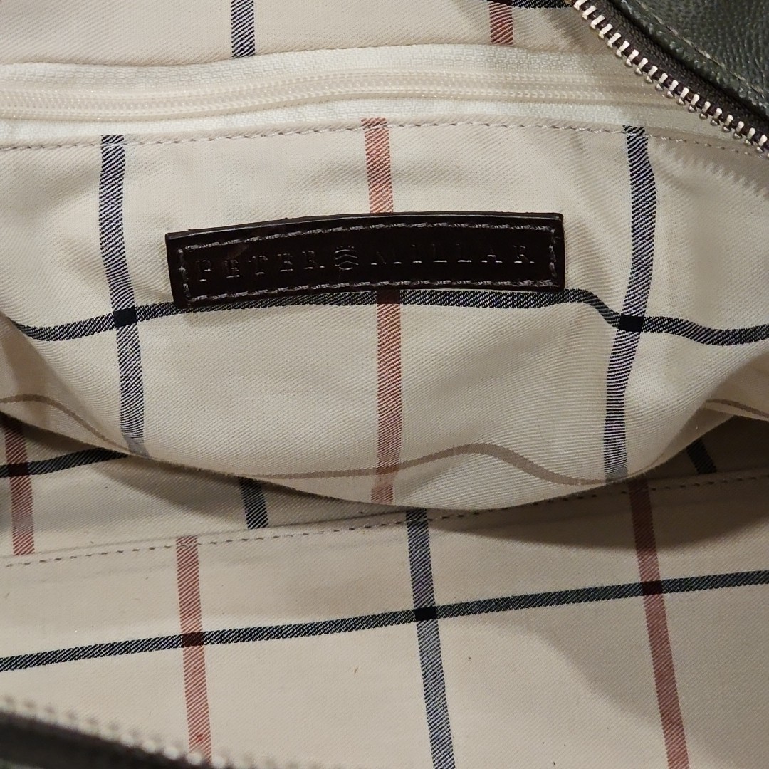 VTG Peter Millar Green PvC/Brown Leather Trim Duffle Travel Shoulder Bag Weekend
