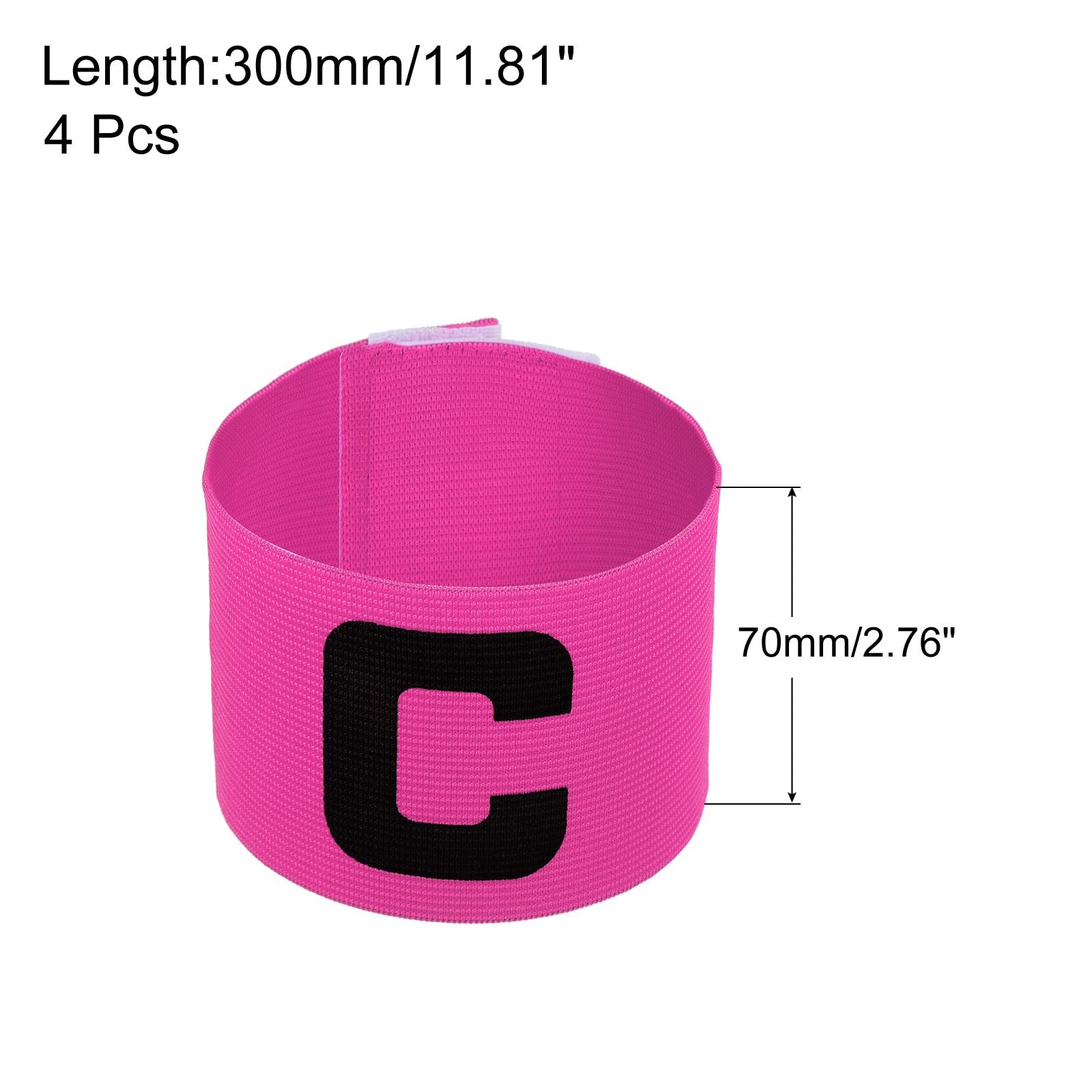 4Pcs 11.8″x2.8″ Soccer Captain Armband Nylon Elastic Protective Badge Pink
