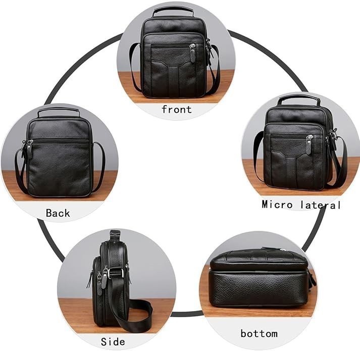 Mens Genuine Leather Messenger Bag Crossbody Bag Casual Business Shoulder Bag