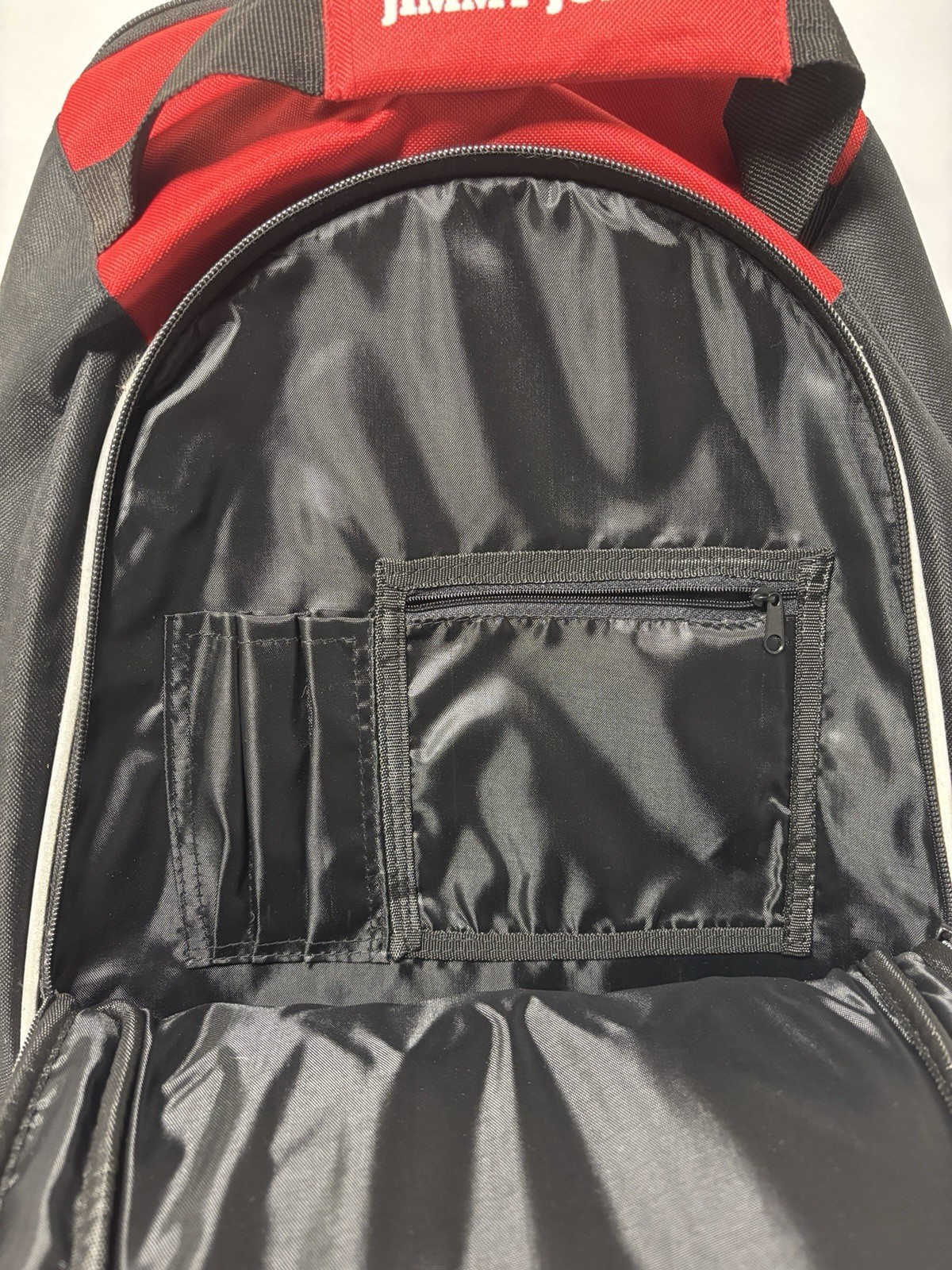 Rare Jimmy Johns Backpack Sub Restaurant Chain Black Red Quilted
